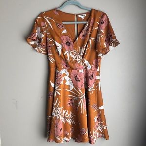 Orange Deep V-Cut Short Dress from Express
